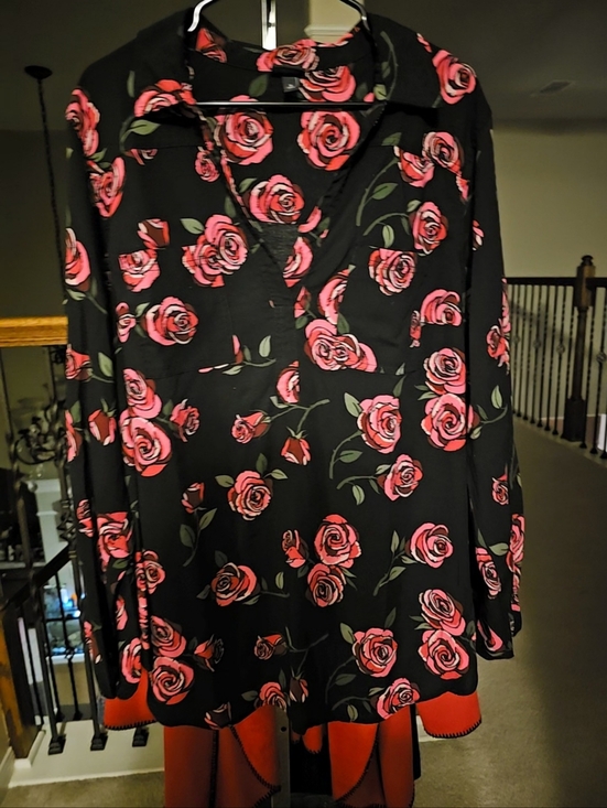 torrid Tops - Torrid Black Floral Top with Pink Rose Print
